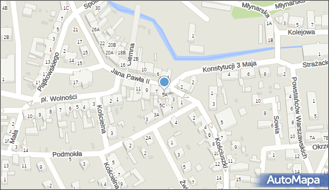 Jasień, Jana Pawła II, 5A, mapa Jasień