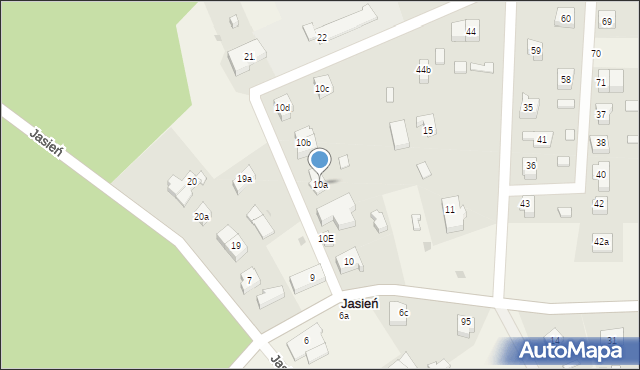 Jasień, Jasień, 10a, mapa Jasień