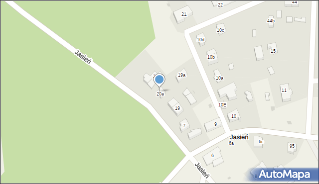 Jasień, Jasień, 20a, mapa Jasień