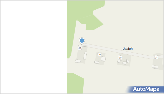 Jasień, Jasień, 27a, mapa Jasień