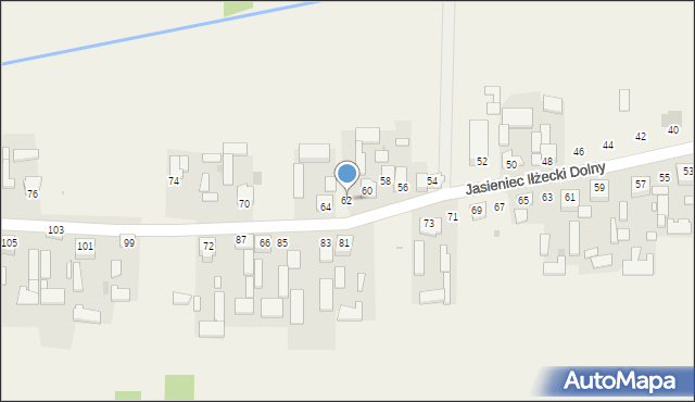 Jasieniec Iłżecki Dolny, Jasieniec Iłżecki Dolny, 62, mapa Jasieniec Iłżecki Dolny