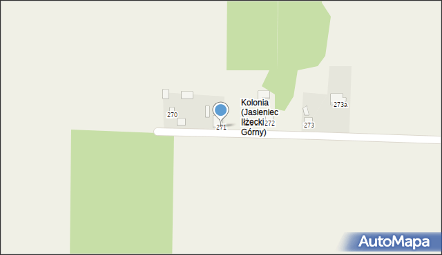 Jasieniec Iłżecki Górny, Jasieniec Iłżecki Górny, 271, mapa Jasieniec Iłżecki Górny