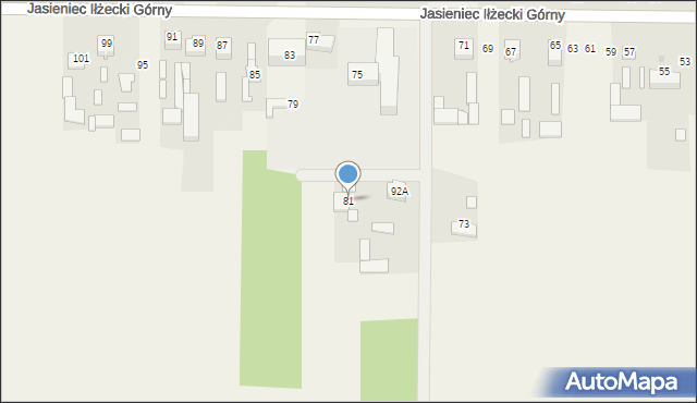 Jasieniec Iłżecki Górny, Jasieniec Iłżecki Górny, 81, mapa Jasieniec Iłżecki Górny