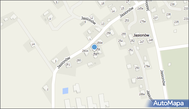 Jasionów, Jasionów, 259, mapa Jasionów
