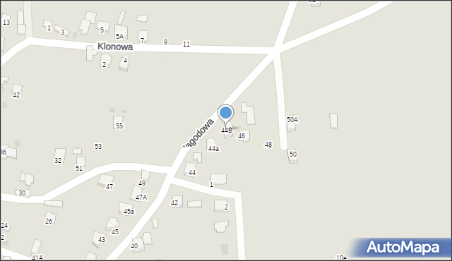 Jasło, Jagodowa, 44B, mapa Jasła