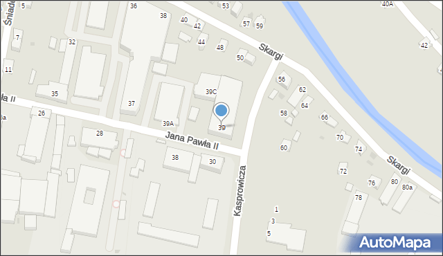 Jasło, Jana Pawła II, 39, mapa Jasła