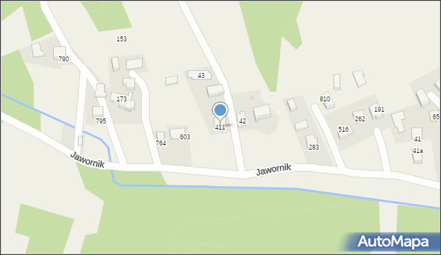 Jawornik, Jawornik, 411, mapa Jawornik