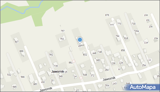 Jawornik, Jawornik, 437, mapa Jawornik