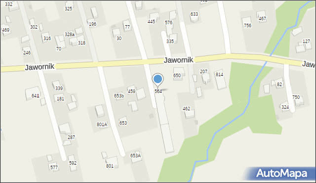 Jawornik, Jawornik, 564, mapa Jawornik