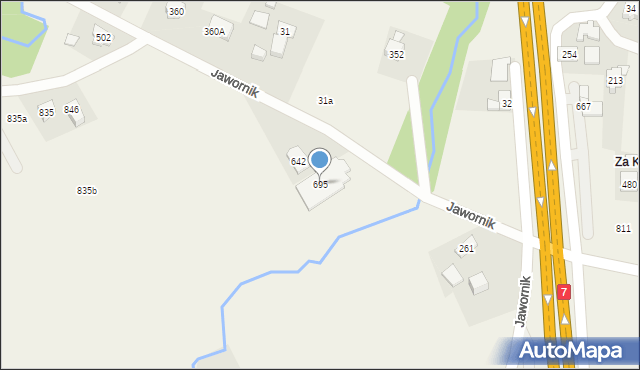 Jawornik, Jawornik, 695, mapa Jawornik
