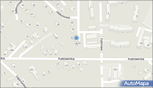 Jaworzno, Jabłoniowa, 54, mapa Jaworzno