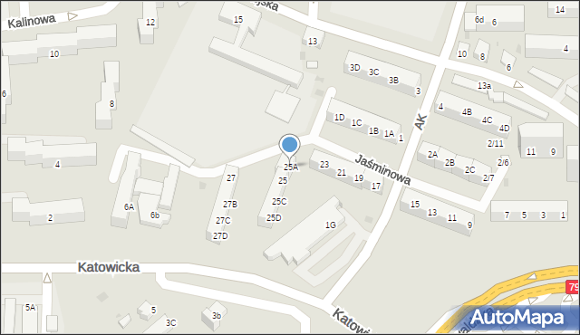 Jaworzno, Jaśminowa, 25A, mapa Jaworzno