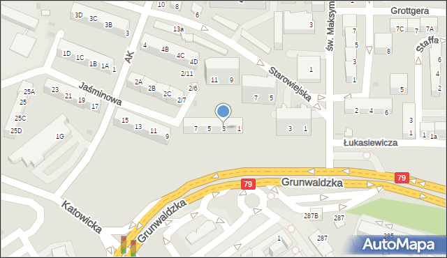 Jaworzno, Jaśminowa, 3, mapa Jaworzno