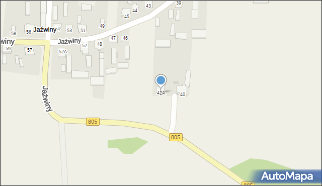 Jaźwiny, Jaźwiny, 42A, mapa Jaźwiny