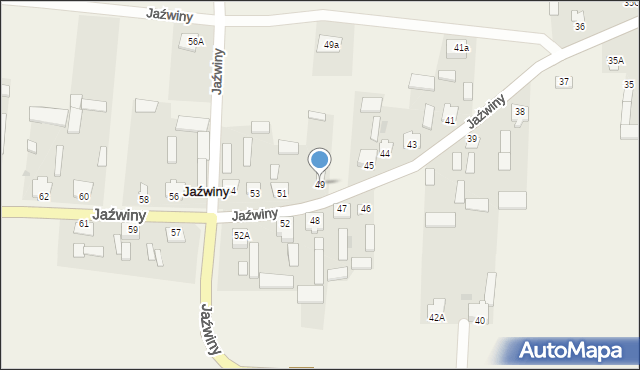 Jaźwiny, Jaźwiny, 49, mapa Jaźwiny