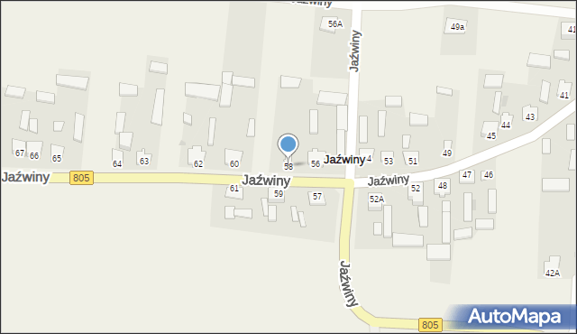 Jaźwiny, Jaźwiny, 58, mapa Jaźwiny