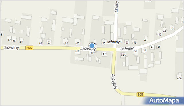 Jaźwiny, Jaźwiny, 59, mapa Jaźwiny