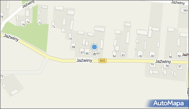 Jaźwiny, Jaźwiny, 65, mapa Jaźwiny