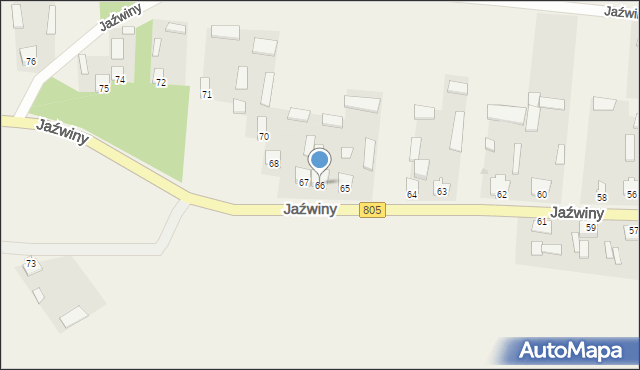 Jaźwiny, Jaźwiny, 66, mapa Jaźwiny