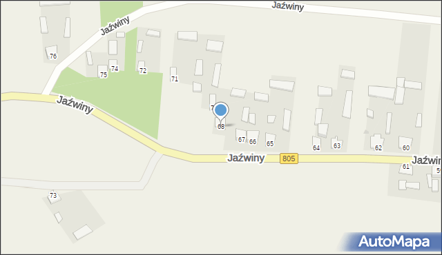 Jaźwiny, Jaźwiny, 68, mapa Jaźwiny