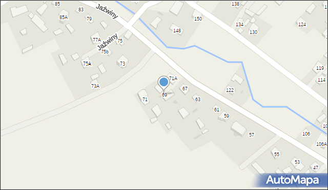 Jaźwiny, Jaźwiny, 69, mapa Jaźwiny