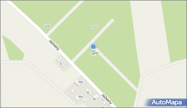 Jaźwiny, Jaźwiny, 207, mapa Jaźwiny