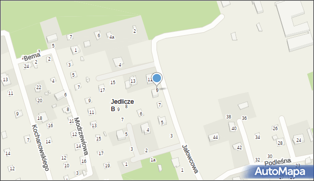 Jedlicze B, Jałowcowa, 9, mapa Jedlicze B