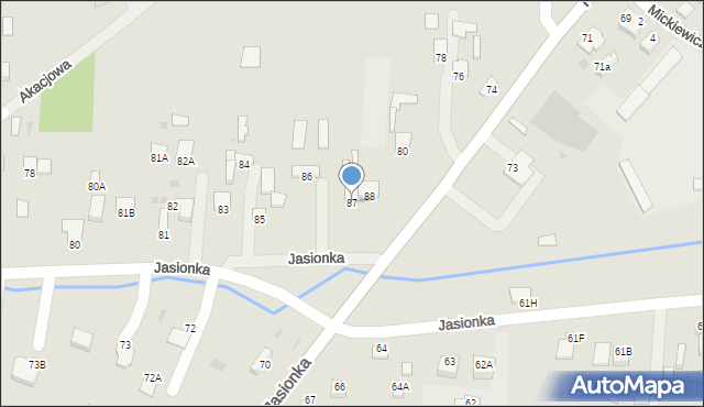 Jędrzejów, Jasionka, 87, mapa Jędrzejów