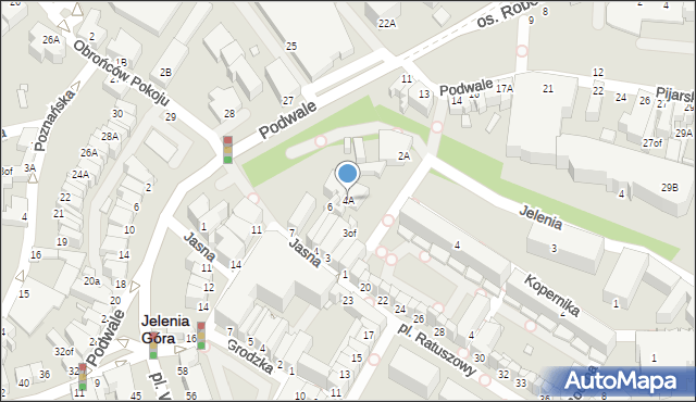 Jelenia Góra, Jasna, 4A, mapa Jelenia Góra
