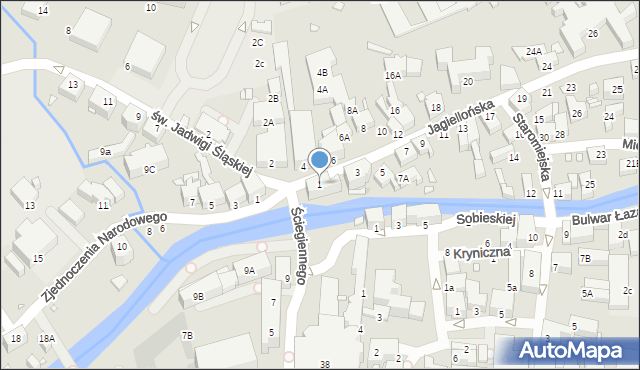 Jelenia Góra, Jagiellońska, 1, mapa Jelenia Góra