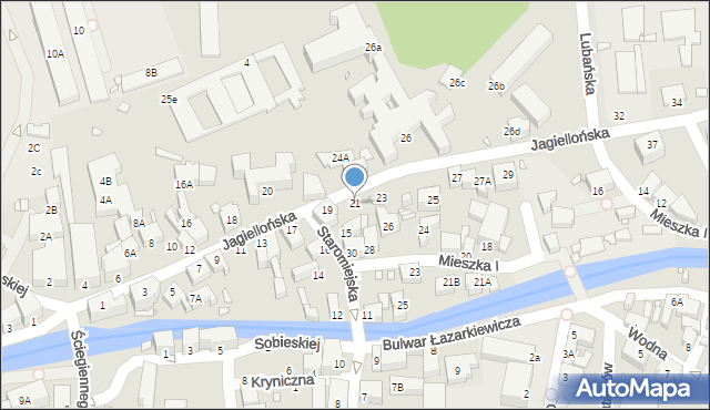 Jelenia Góra, Jagiellońska, 21, mapa Jelenia Góra