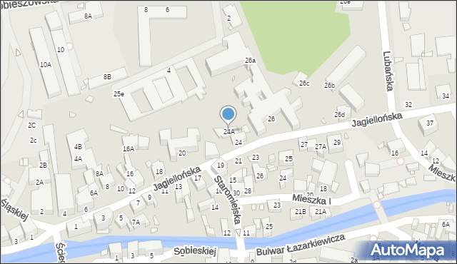 Jelenia Góra, Jagiellońska, 24A, mapa Jelenia Góra