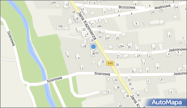 Jeleśnia, Jana Kazimierza, 30, mapa Jeleśnia