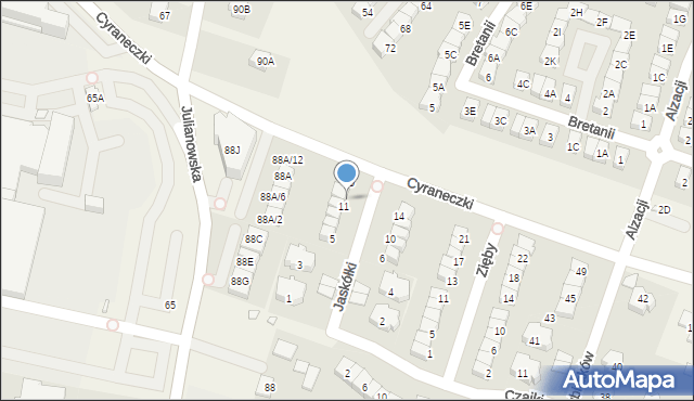 Julianów, Jaskółki, 13, mapa Julianów