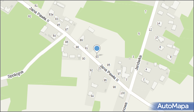 Kaczaki, Jana Pawła II, 93, mapa Kaczaki