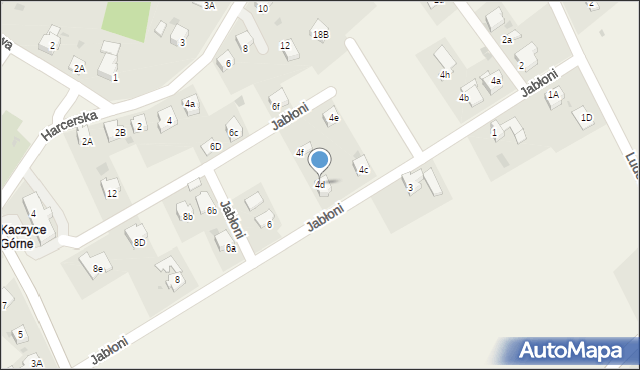 Kaczyce, Jabłoni, 4d, mapa Kaczyce