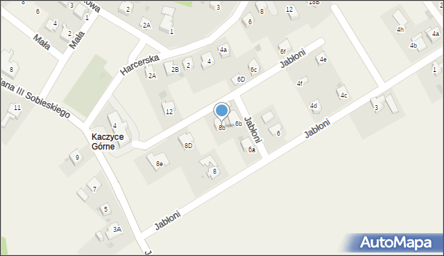 Kaczyce, Jabłoni, 8b, mapa Kaczyce