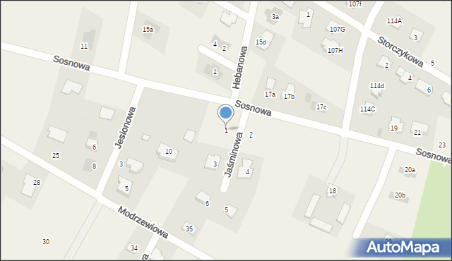 Kalinówka, Jaśminowa, 1, mapa Kalinówka