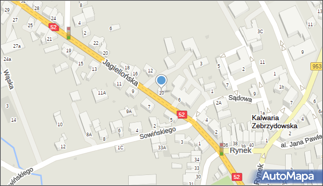 Kalwaria Zebrzydowska, Jagiellońska, 10, mapa Kalwaria Zebrzydowska