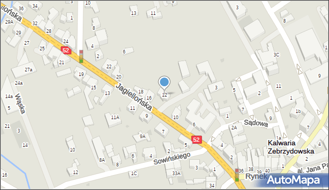 Kalwaria Zebrzydowska, Jagiellońska, 12, mapa Kalwaria Zebrzydowska