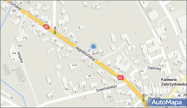 Kalwaria Zebrzydowska, Jagiellońska, 16, mapa Kalwaria Zebrzydowska