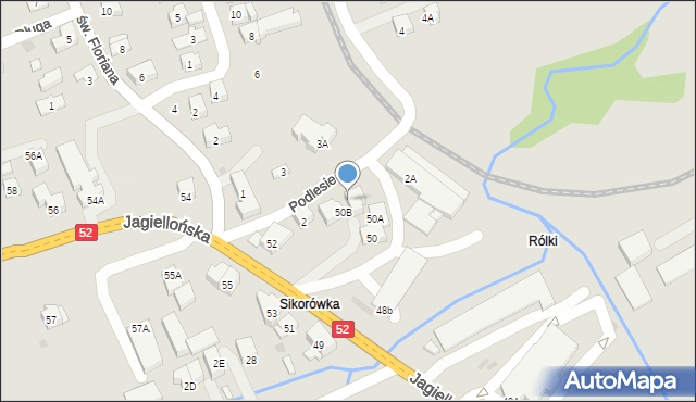 Kalwaria Zebrzydowska, Jagiellońska, 50C, mapa Kalwaria Zebrzydowska