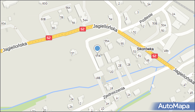 Kalwaria Zebrzydowska, Jagiellońska, 57A, mapa Kalwaria Zebrzydowska