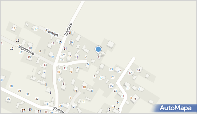 Kamień, Jagodowa, 1, mapa Kamień