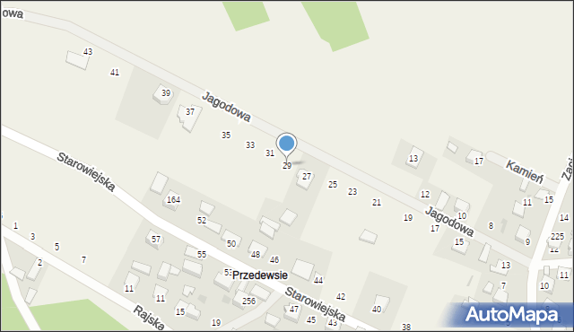 Kamień, Jagodowa, 29, mapa Kamień