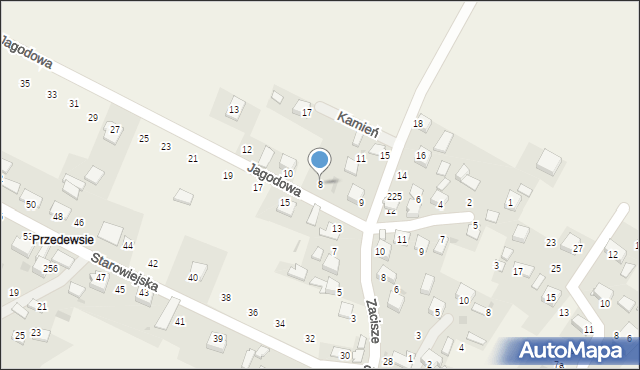 Kamień, Jagodowa, 8, mapa Kamień