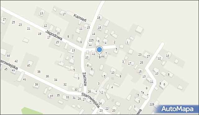 Kamień, Jagodowa, 9, mapa Kamień