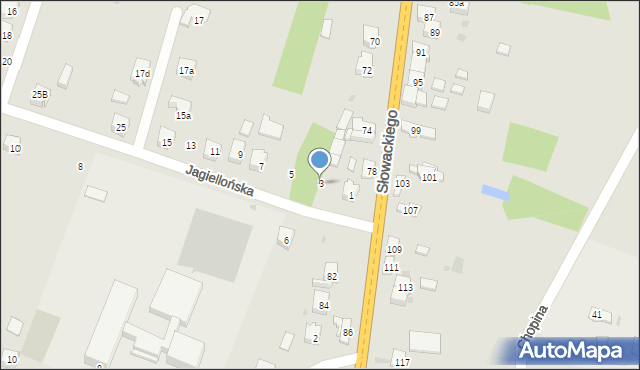 Kamieńsk, Jagiellońska, 3, mapa Kamieńsk