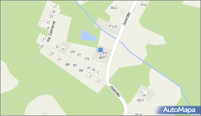 Kamińsko, Jaskółki, 380, mapa Kamińsko