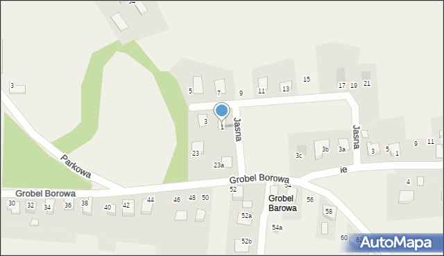 Kaniów, Jasna, 1, mapa Kaniów